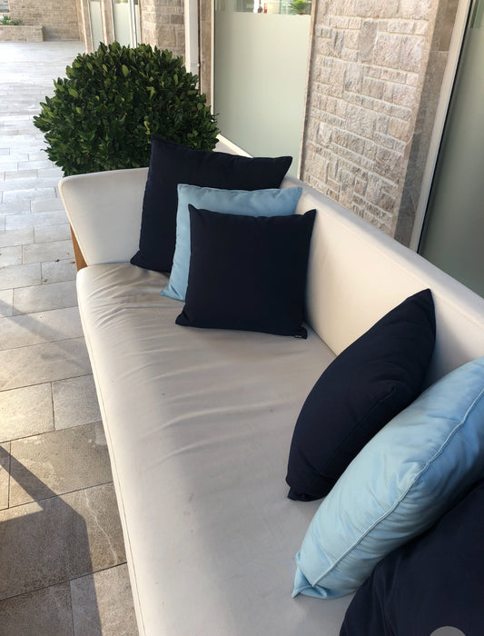 Kissen, Gartenkissen, Outdoor, YACHTKISSEN. Farbe: Marine Blau und Aqua Blau. Marke: chillisy. Online kaufen.