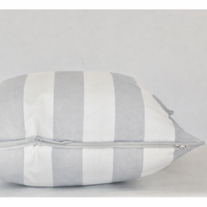 Yacht Cushion Light Grey White Striped with Eyelet & Piping