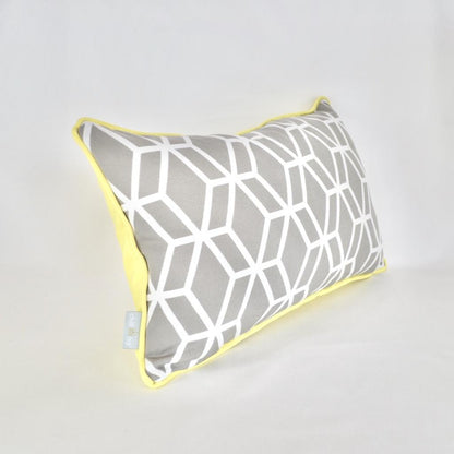 Designer Outdoor Decorative Cushion Calvia – Weatherproof garden cushion in grey with yellow accent