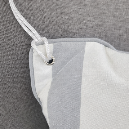 Yacht Cushion Light Grey White Striped with Eyelet & Piping