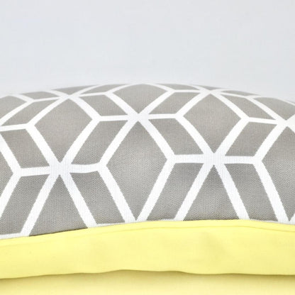 Designer Outdoor Decorative Cushion Calvia – Weatherproof garden cushion in grey with yellow accent