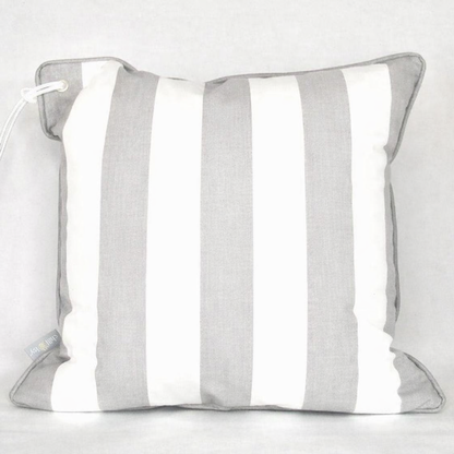 Yacht Cushion Light Grey White Striped with Eyelet & Piping