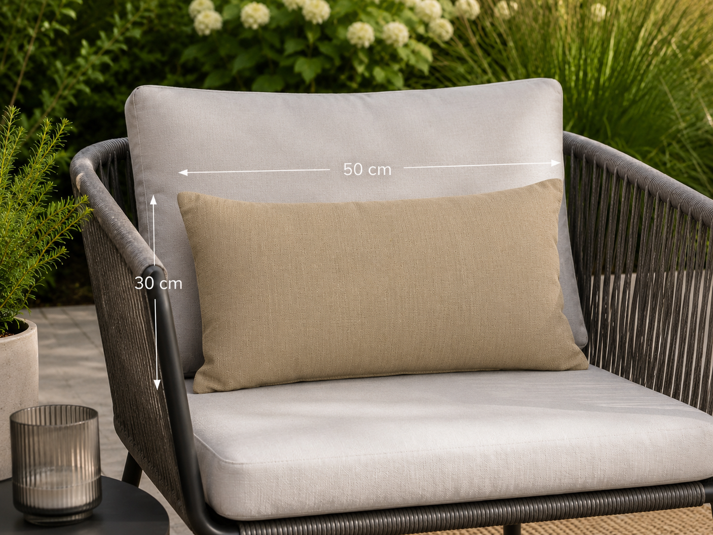 Outdoor Kissen Taupe Melange – wasserabweisend, wetterfest & UV-beständig, Made in Germany | chillisy®