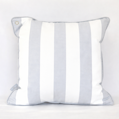 Yacht Cushion Light Grey White Striped with Eyelet & Piping