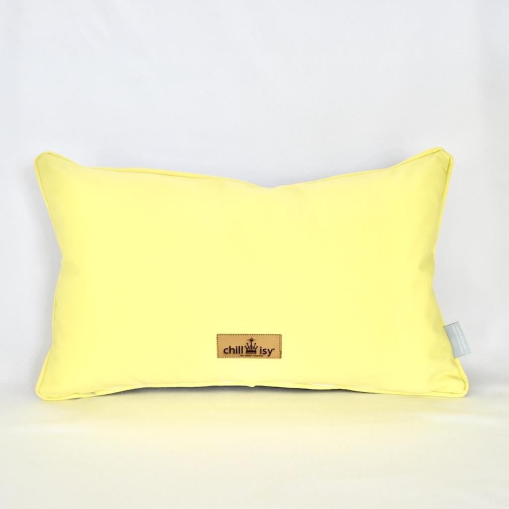 Designer Outdoor Decorative Cushion Calvia – Weatherproof garden cushion in grey with yellow accent