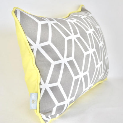 Designer Outdoor Decorative Cushion Calvia – Weatherproof garden cushion in grey with yellow accent