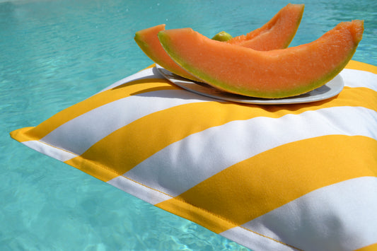Cushion Quadro Capri Yellow-White | Swimming cushions &amp; garden cushions