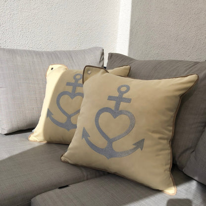 Yachtkissen & Bootskissen Canvas Herz Kreuz 45x45 2er Set