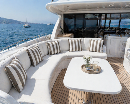 Chillisy Yacht Cushion, brown and white striped | Made in Germany