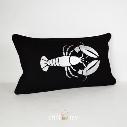 Gartenkissen 'Big Lobster' Schwarz Silber 50x30