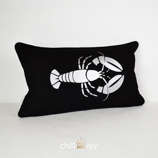 Gartenkissen 'Big Lobster' Schwarz Silber 50x30
