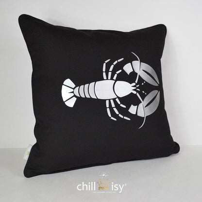Gartenkissen 'Big Lobster' Schwarz Silber 50x30