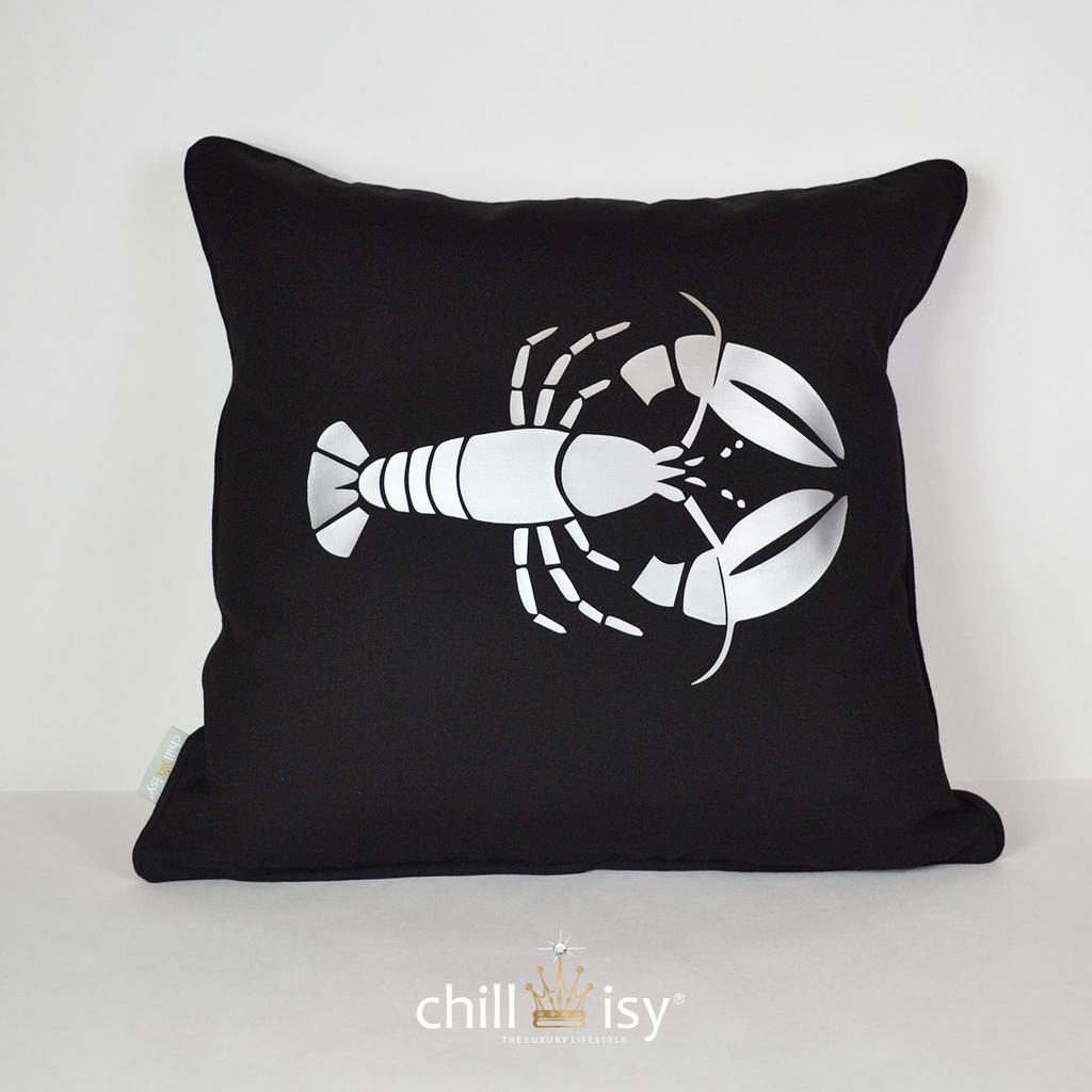 Gartenkissen 'Big Lobster' Schwarz Silber 50x30