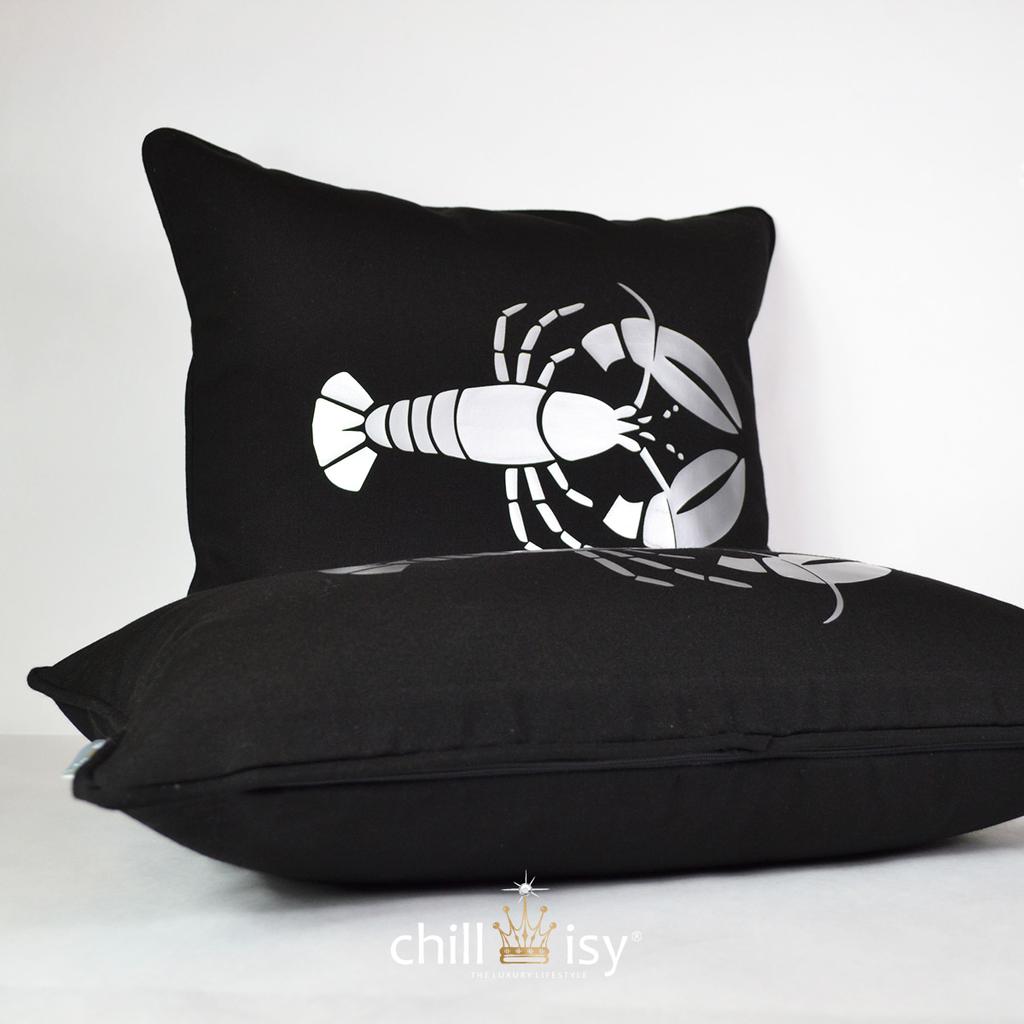 Gartenkissen 'Big Lobster' Schwarz Silber 50x30