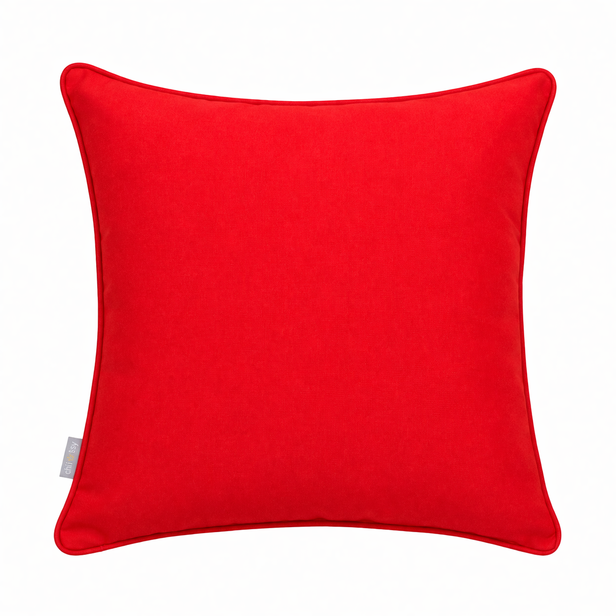 Gartenkissen in Rot mit Keder witterungsbeständig, formstabil, wasser- und schmutzabweisend, atmungskativ mit Reißverschluss aus Sunbrella Textil Logo Red von chillisy in Deutschland hergestellt.