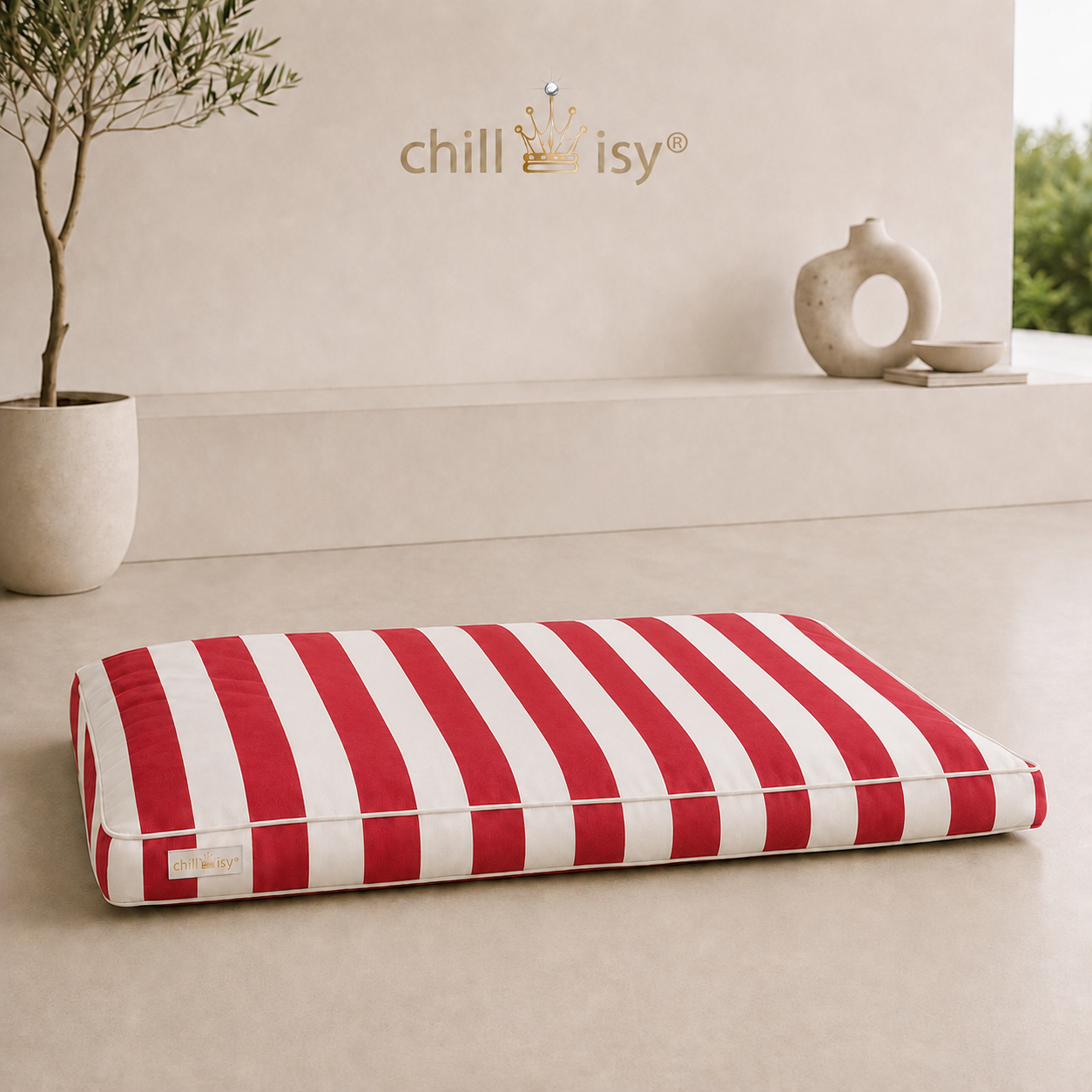Hundekissen Sunbrella Rot Weiß Vision Coast von chillisy gefertigt