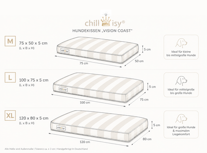 Hundebett chillisy® COAST – Luxus Hundekissen aus Sunbrella® Stoff Vision Coast | Made in Germany