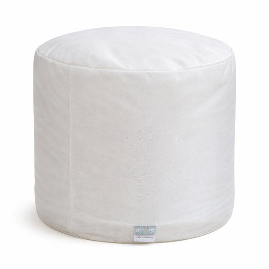 Innensack Zylinder Form zum Befüllen mit Styropor, EPS, Füllungen für Sitzsäcke, Poufs und Hocker mit Reißverschluss. Hergestellt von chillisy in Deutschland.