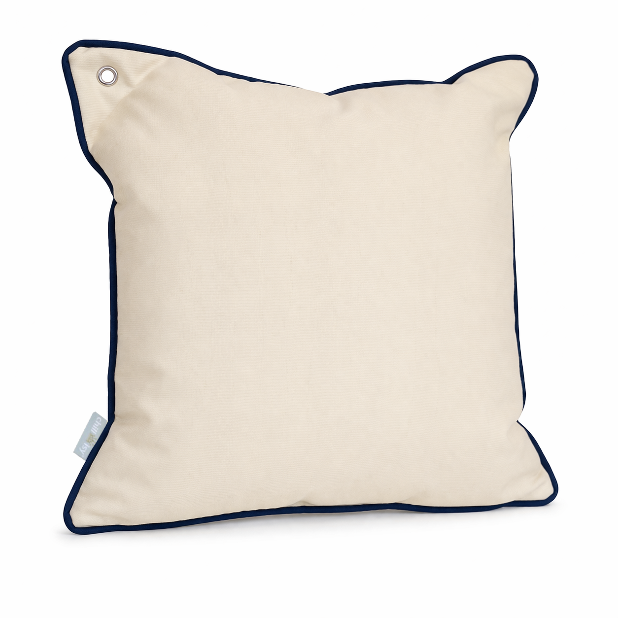 Boat Cushion Canvas Navy Blue with Eyelet Made in Germany - Weatherproof