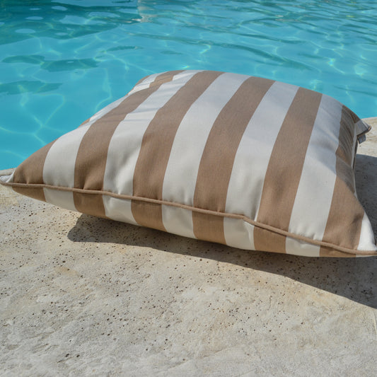 Cushion Yacht Outdoor, beige white striped, beige piping