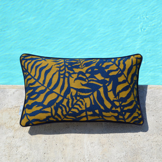 Sunbrella® Ikebana Safari Blue cushion