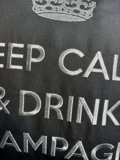 KEEP CALM & DRINK CHAMPAGNE cushion, anthracite silver