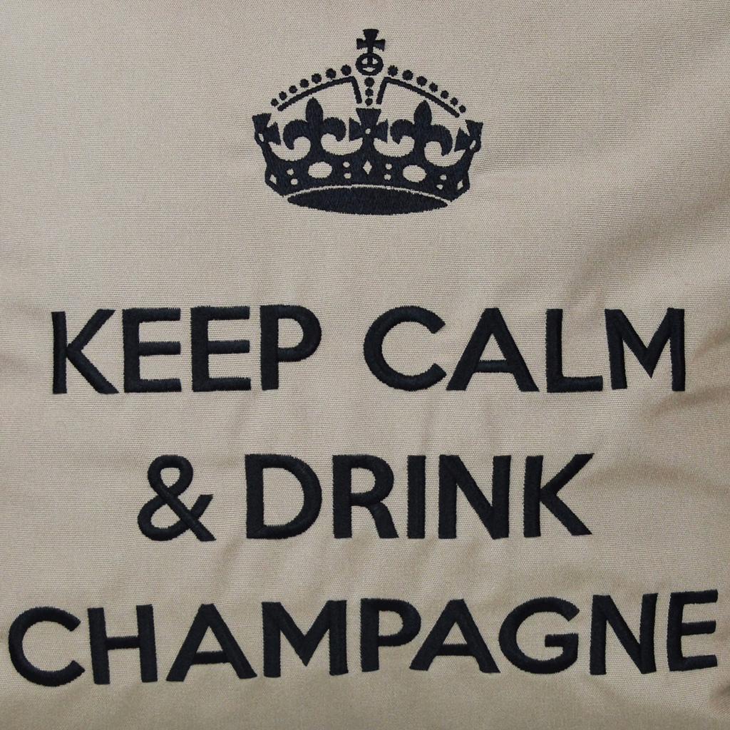 Kissen KEEP CALM & DRINK CHAMPAGNE Taupe Schwarz