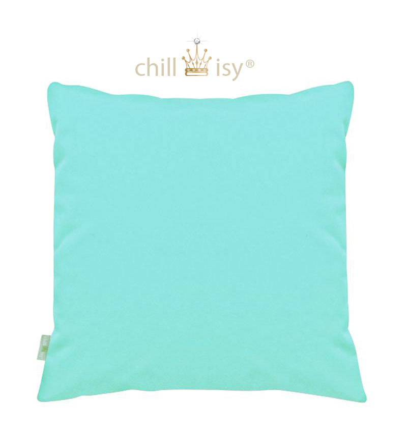 Kissen in der Farbe Mint-Türkis für Outdoor, hergestellt in Deutschland von chillisy.
