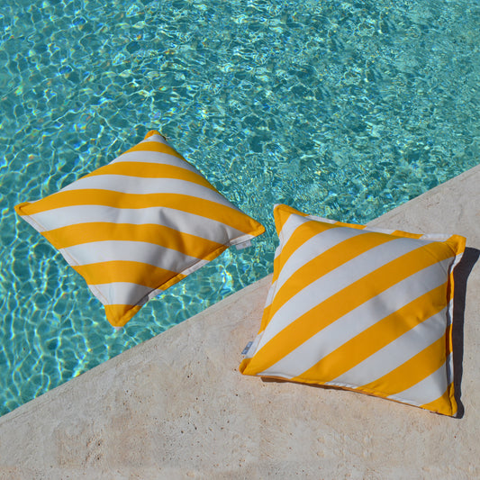Cushion Quadro Capri Yellow-White | Swimming cushions &amp; garden cushions