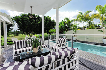 Sunbrella cushion black white striped 