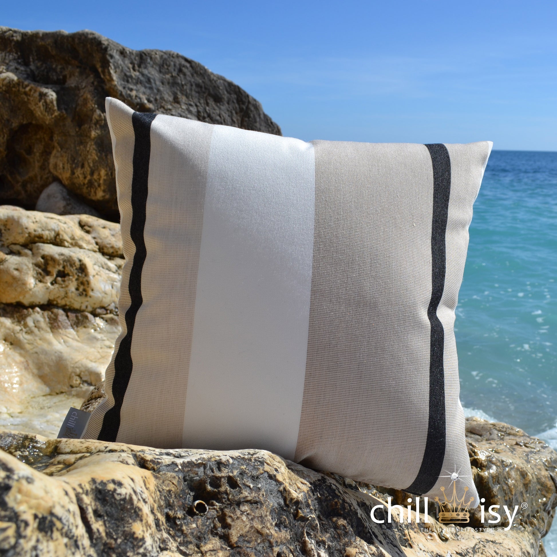 Sunbrella Outdoor Kissen Stripes Canyon Beige wetterfest