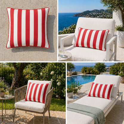 Outdoor Kissen Sunbrella Vision Costa Mumbai – Rot Blockstreifen | chillisy®