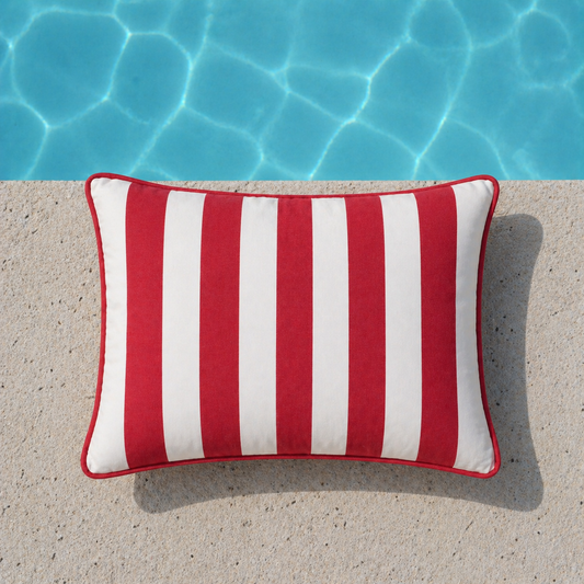 Outdoor Cushion Sunbrella Vision Costa Mumbai – Red Block Stripes | chillisy®