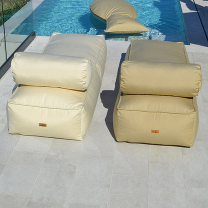 Wunderschönes Outdoor Lounger Set mit Liege und Nackenrolle in der praktischen eleganten Größe 200x70x35 cm. Von chillisy hergestellt in Deutschland.