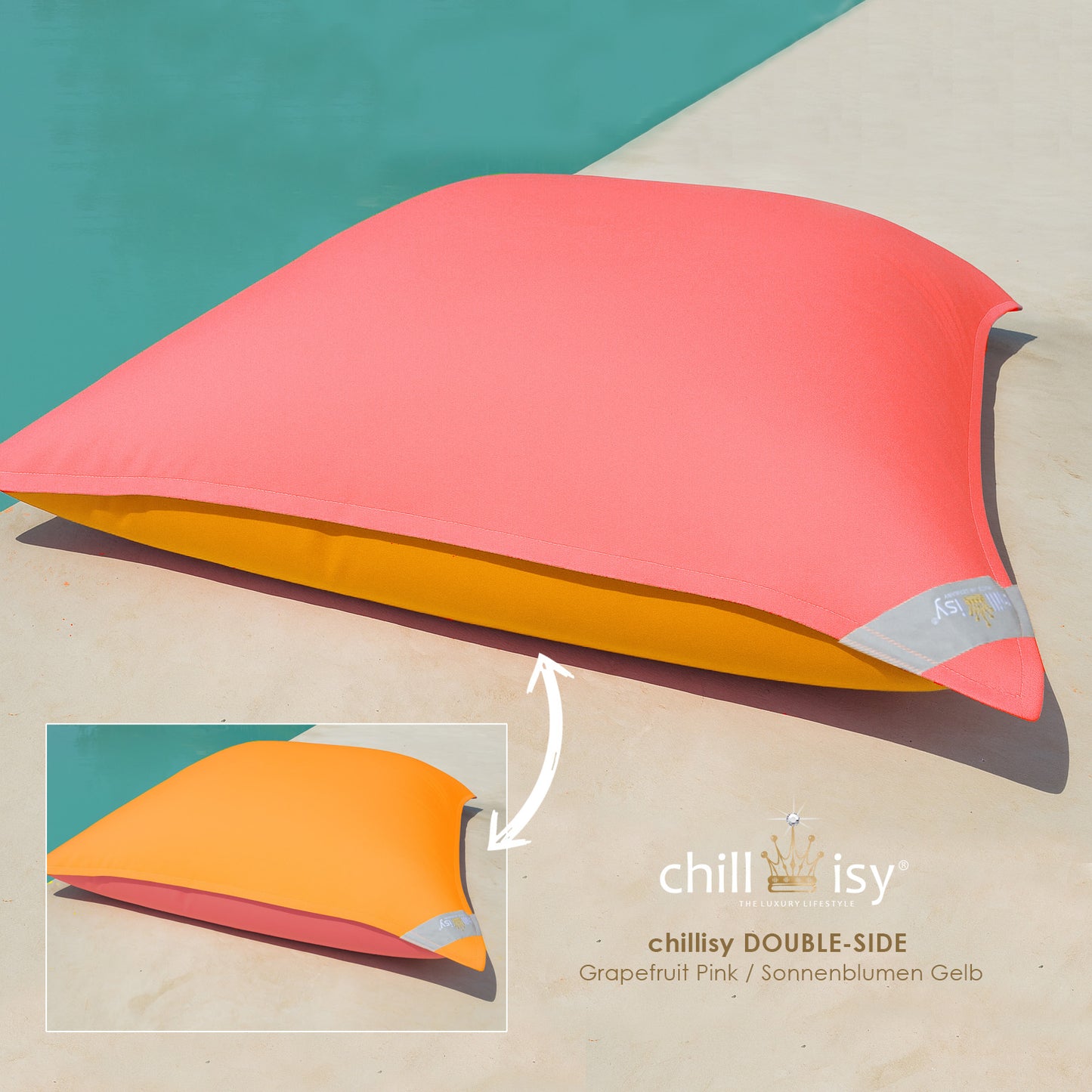 Pool Beanbag Double-Side Pink Grapefruit Yellow