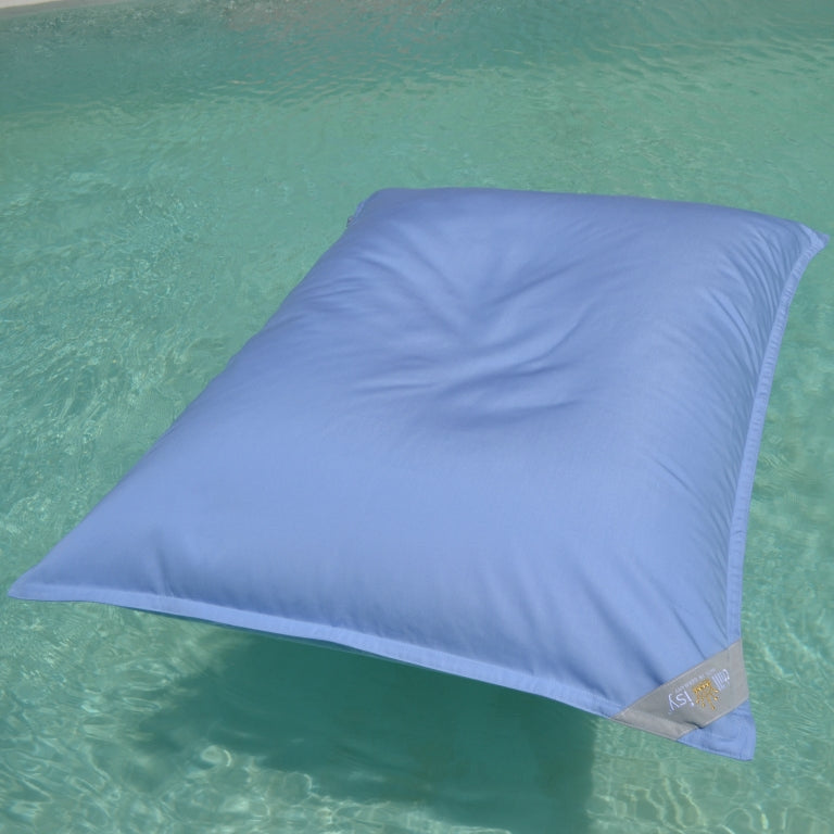Pool Sitzsack, Luxus Luftmatratze, Wasserliege, Schwimmsack. Farbe: Hellblau, Marke: chillisy. Hergstellt in Deutschland. 