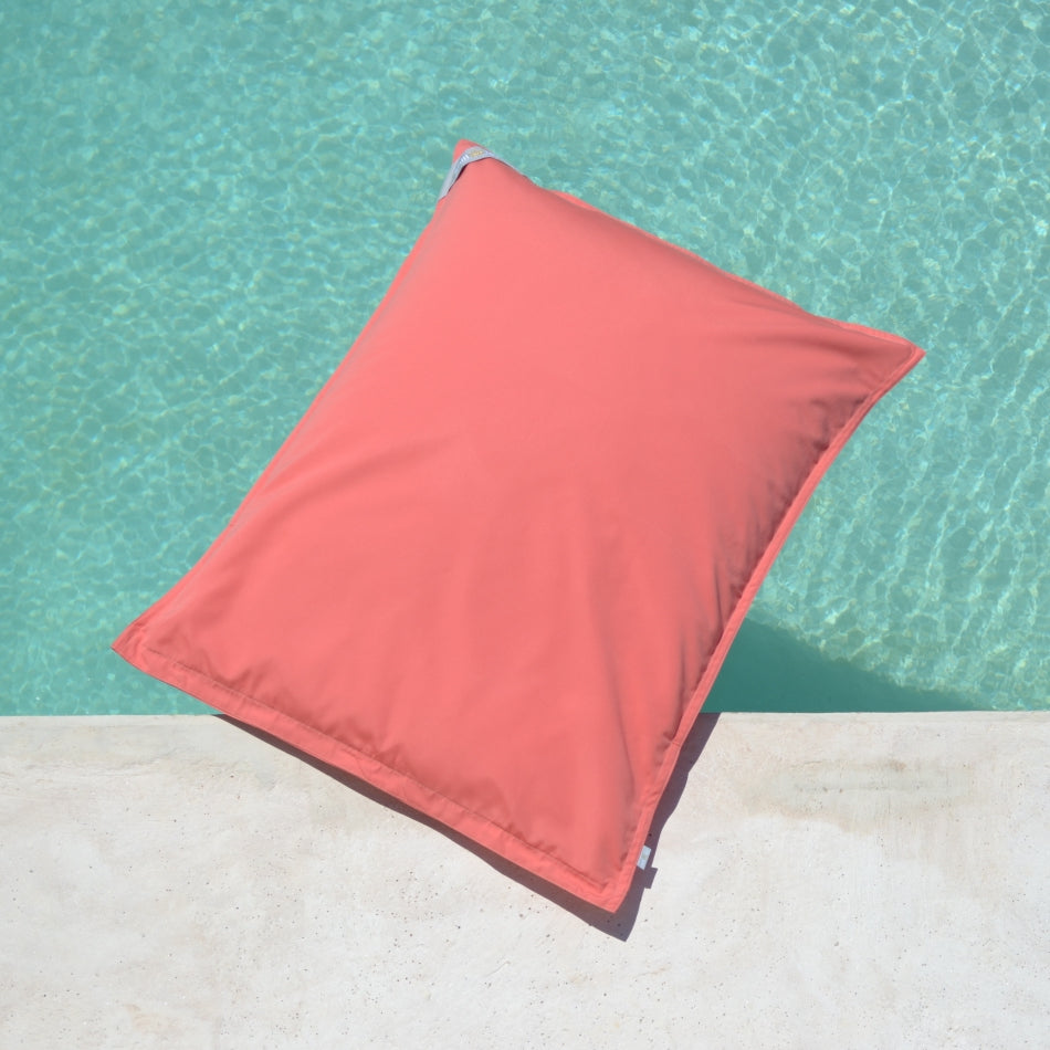 Pool Sitzsack, Luxus Luftmatratze, Wasserliege, Schwimmsack. Farbe: Pinke Grapefruit, Koralle. Marke: chillisy. Hergstellt in Deutschland. 