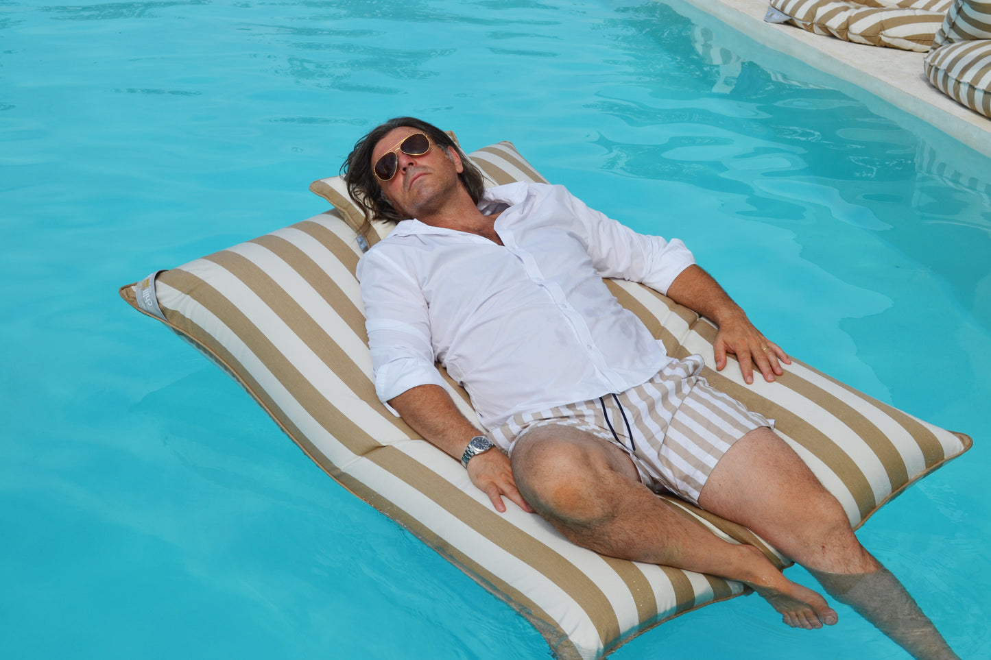 Pool Beanbag LE CLUB Beige Striped