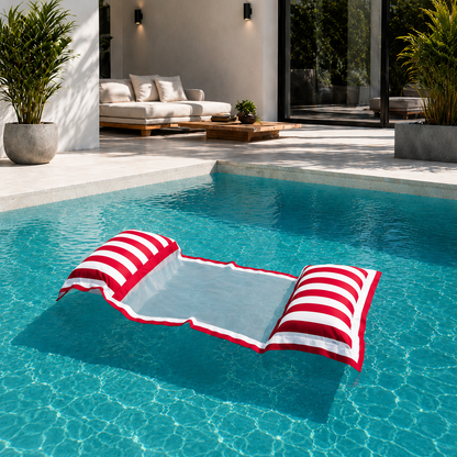 Wasserhängematte Pool-Hängematte YACHT Rot-Weiß – Luxus Poolliege aus Stoff | Made in Germany